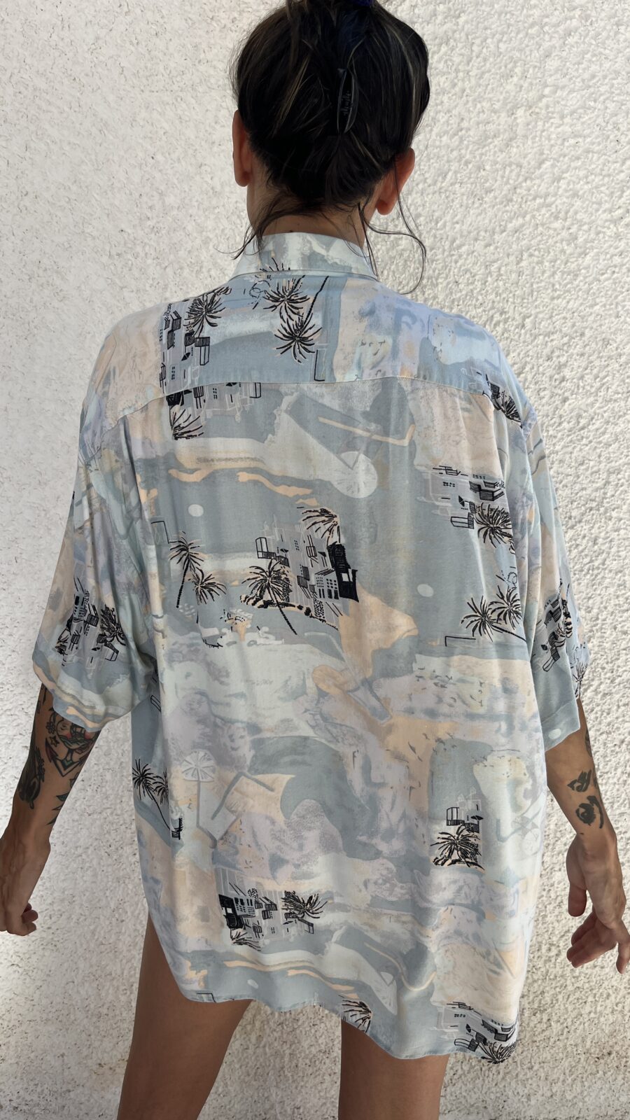 Camisa Vintage Años 80 de Viscosa con Estampado Costero - Imagen 9