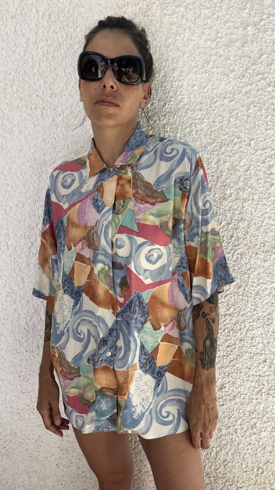 Camisa Vintage Años 90 Made in Spain con Estampado Abstracto Multicolor - Imagen 2