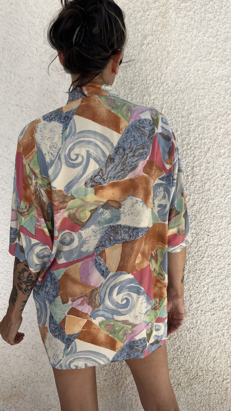 Camisa Vintage Años 90 Made in Spain con Estampado Abstracto Multicolor - Imagen 7