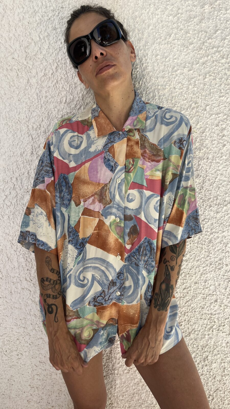 Camisa Vintage Años 90 Made in Spain con Estampado Abstracto Multicolor - Imagen 4