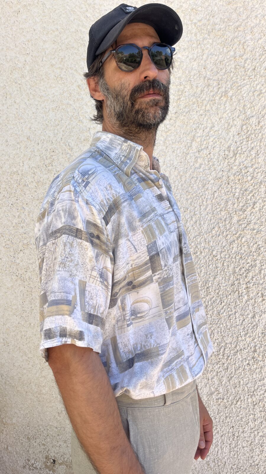 Camisa Vintage Años 80 con Estampado Geométrico en Tonos Tierra - Imagen 3