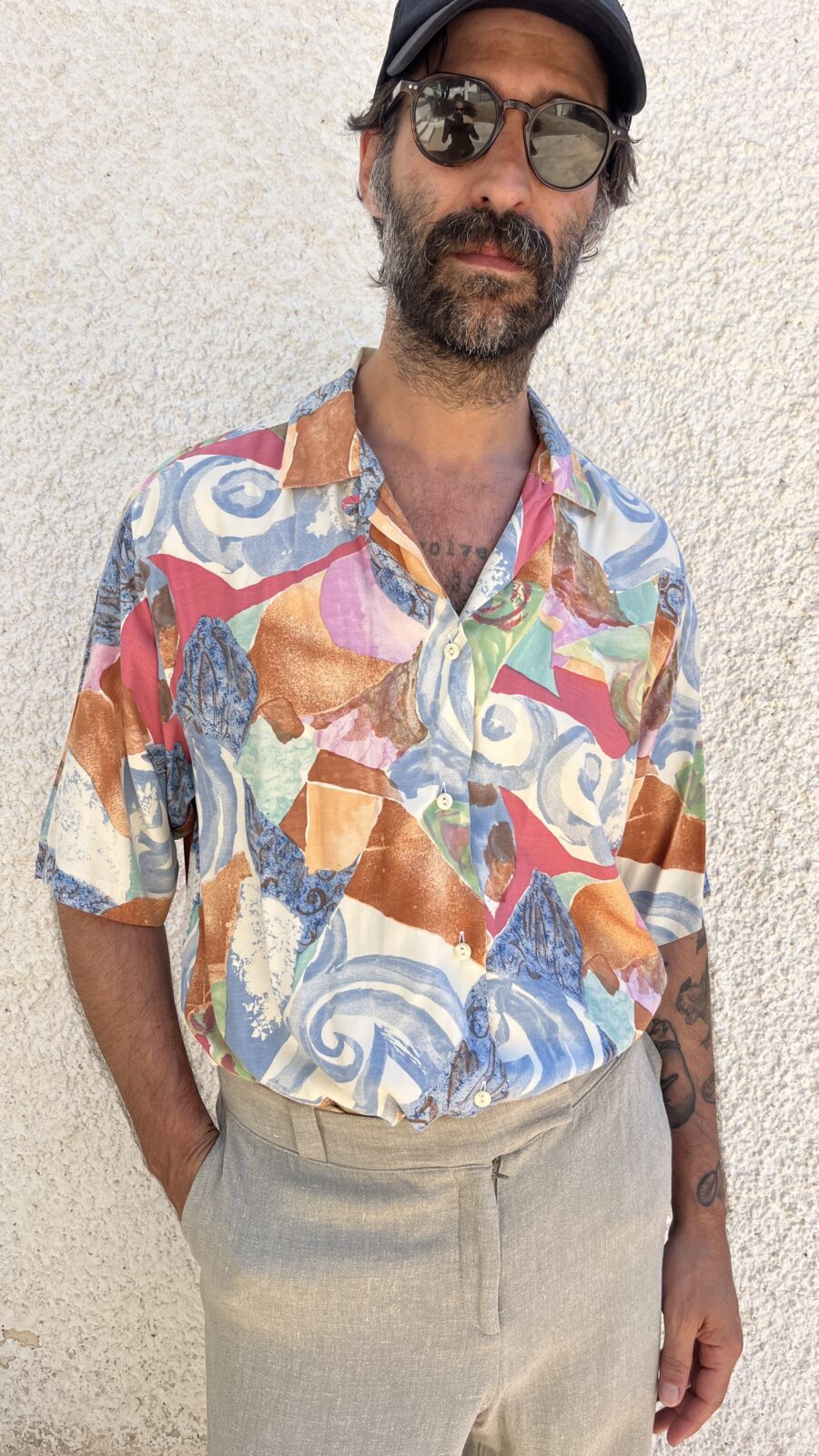 Camisa Vintage Años 90 Made in Spain con Estampado Abstracto Multicolor - Imagen 3