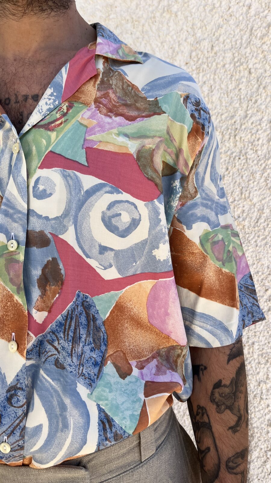 Camisa Vintage Años 90 Made in Spain con Estampado Abstracto Multicolor - Imagen 9