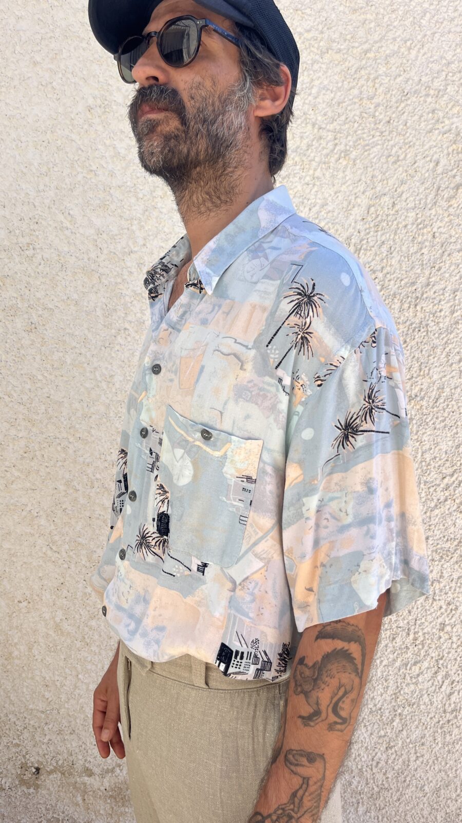 Camisa Vintage Años 80 de Viscosa con Estampado Costero - Imagen 6