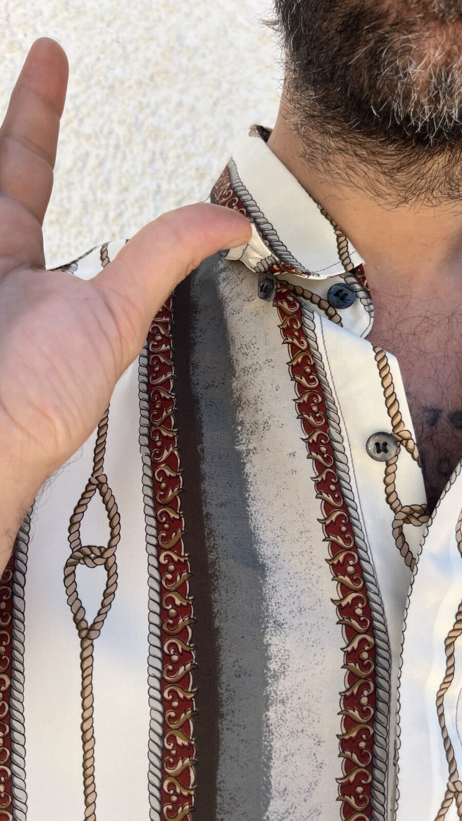 Camisa Vintage Unisex Años 80 con Estampado de Cuerdas y Rayas en Poliéster - Imagen 9