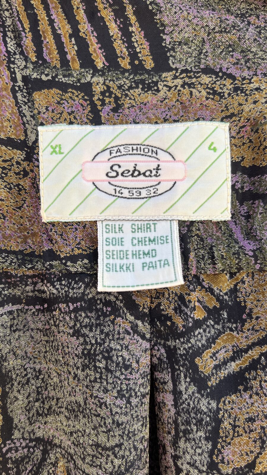 Camisa Vintage Unisex de Seda con Estampado Abstracto – Años 80 - Imagen 9