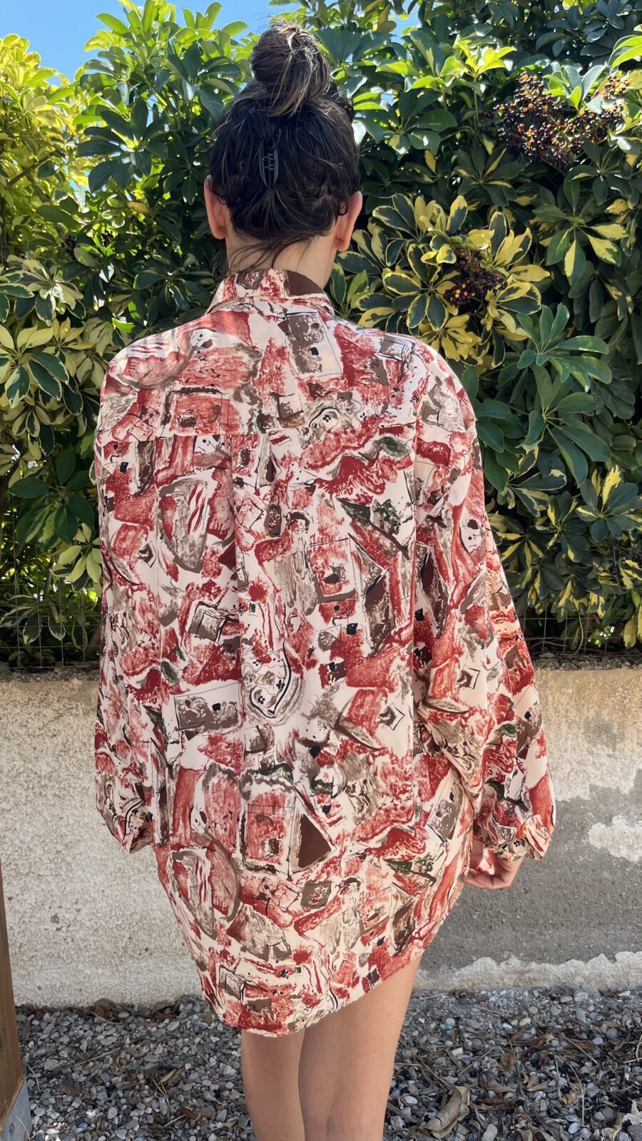 Camisa vintage Unisex Española Netex con Estampado Abstracto en Tonos Tierra - Imagen 11