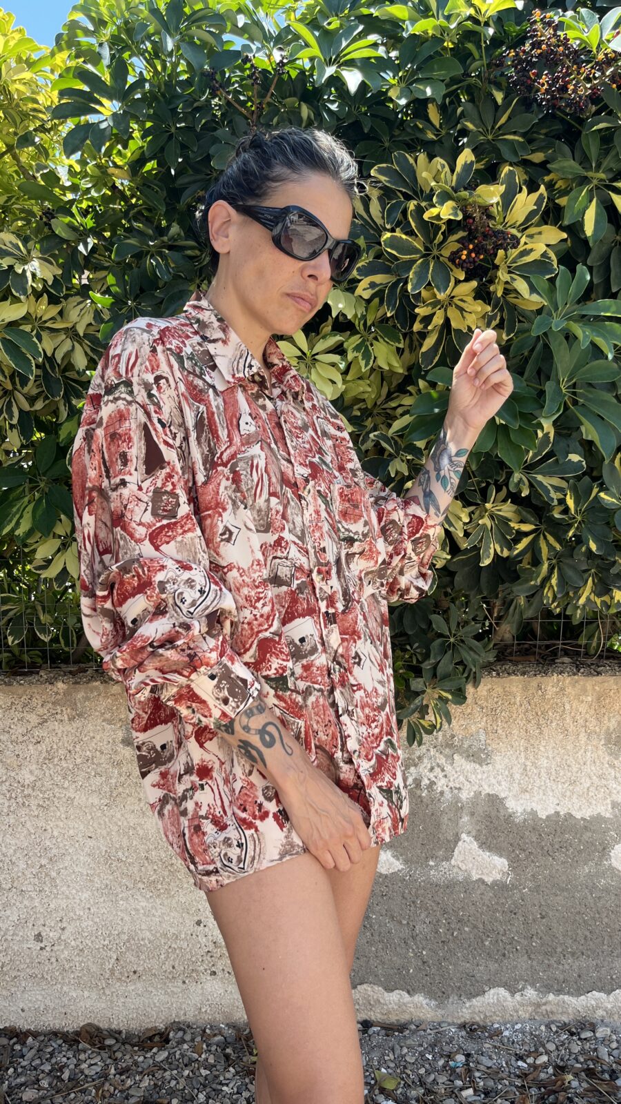 Camisa vintage Unisex Española Netex con Estampado Abstracto en Tonos Tierra - Imagen 4