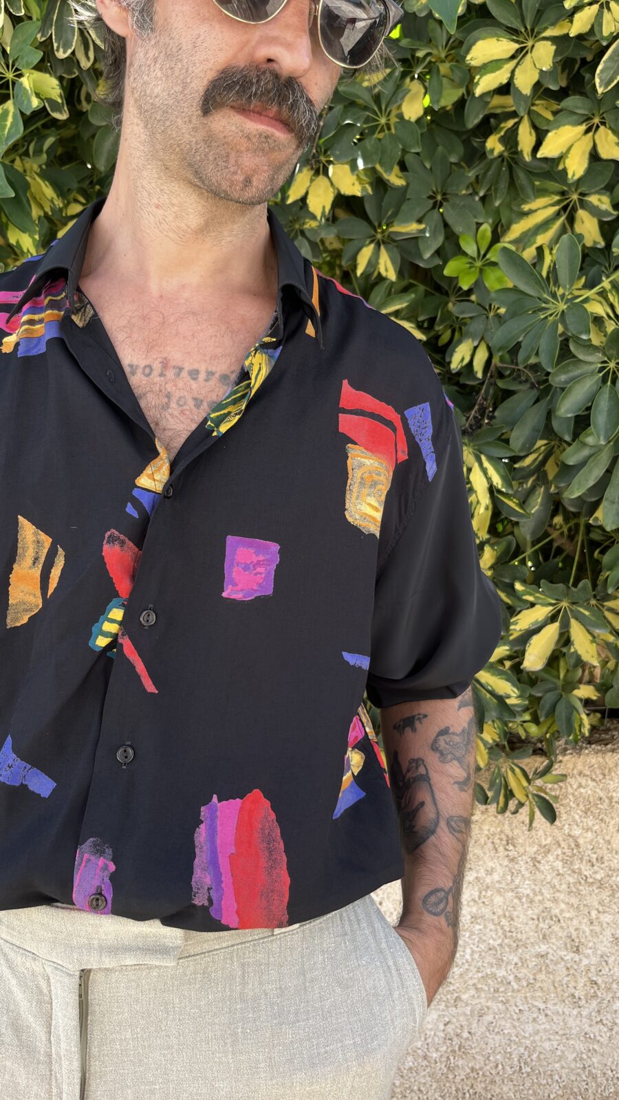 Camisa Vintage Negra Estampada “La Ruta”– Años 80 - Imagen 5