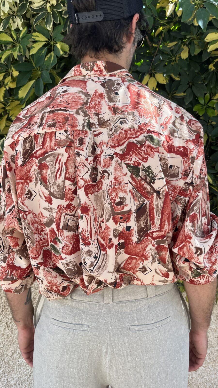 Camisa vintage Unisex Española Netex con Estampado Abstracto en Tonos Tierra - Imagen 10