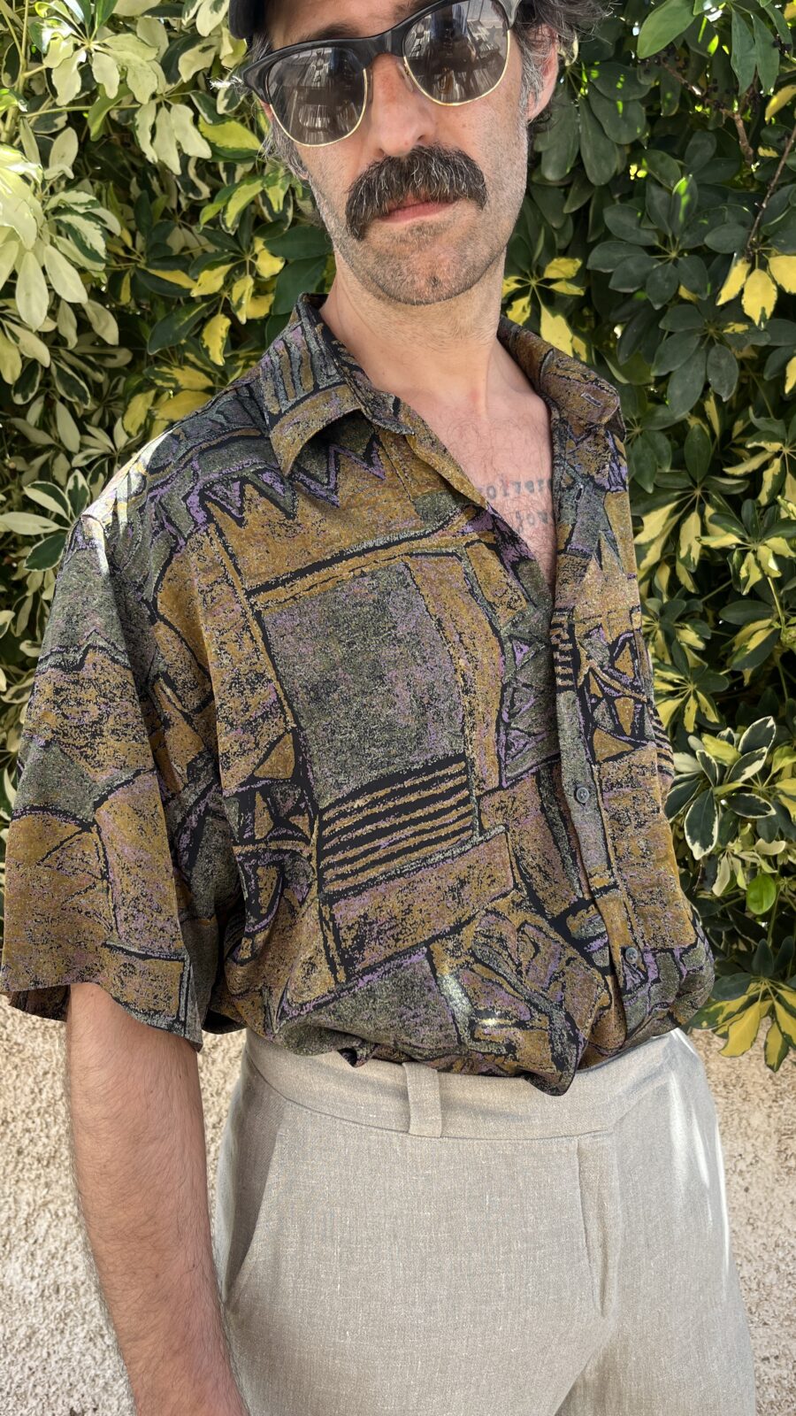 Camisa Vintage Unisex de Seda con Estampado Abstracto – Años 80 - Imagen 5