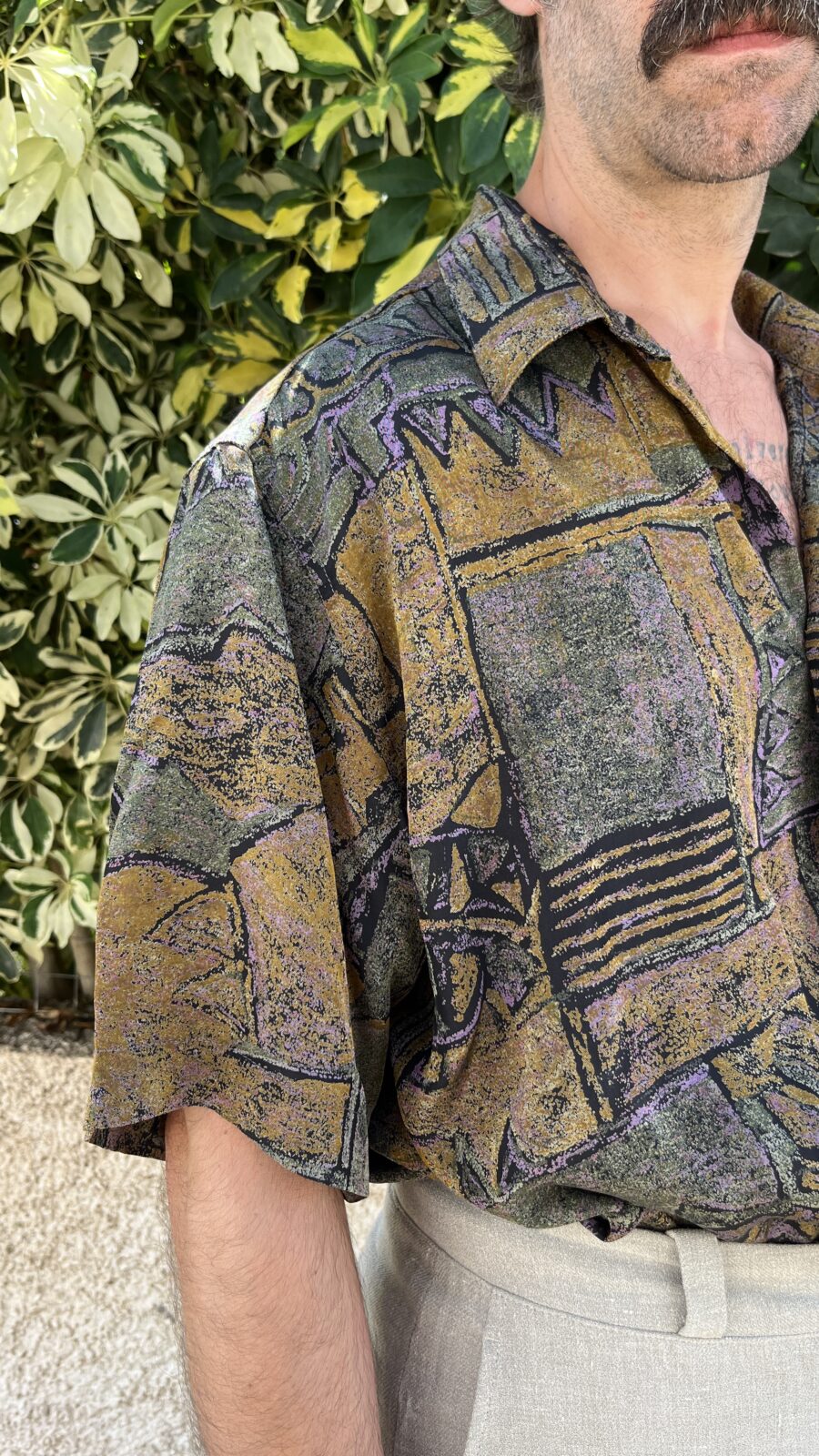 Camisa Vintage Unisex de Seda con Estampado Abstracto – Años 80 - Imagen 7
