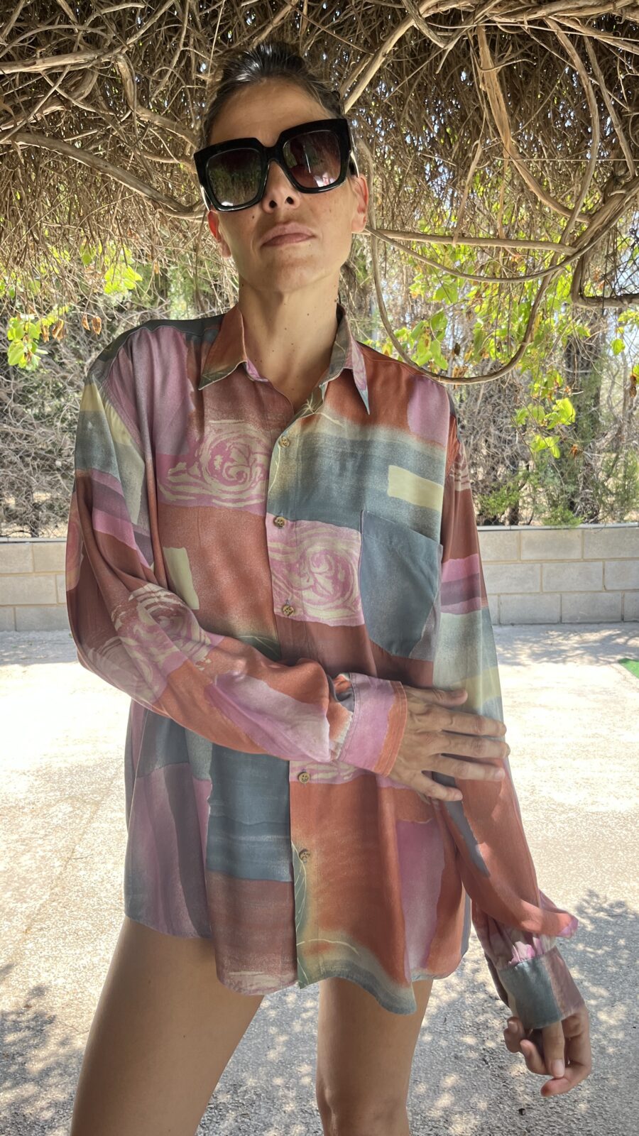 Camisa Vintage Francesa de Viscosa con Estampado Abstracto Floral - Imagen 6