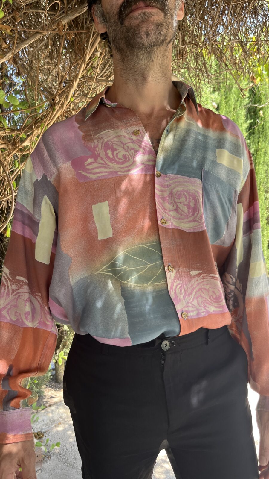 Camisa Vintage Francesa de Viscosa con Estampado Abstracto Floral - Imagen 7