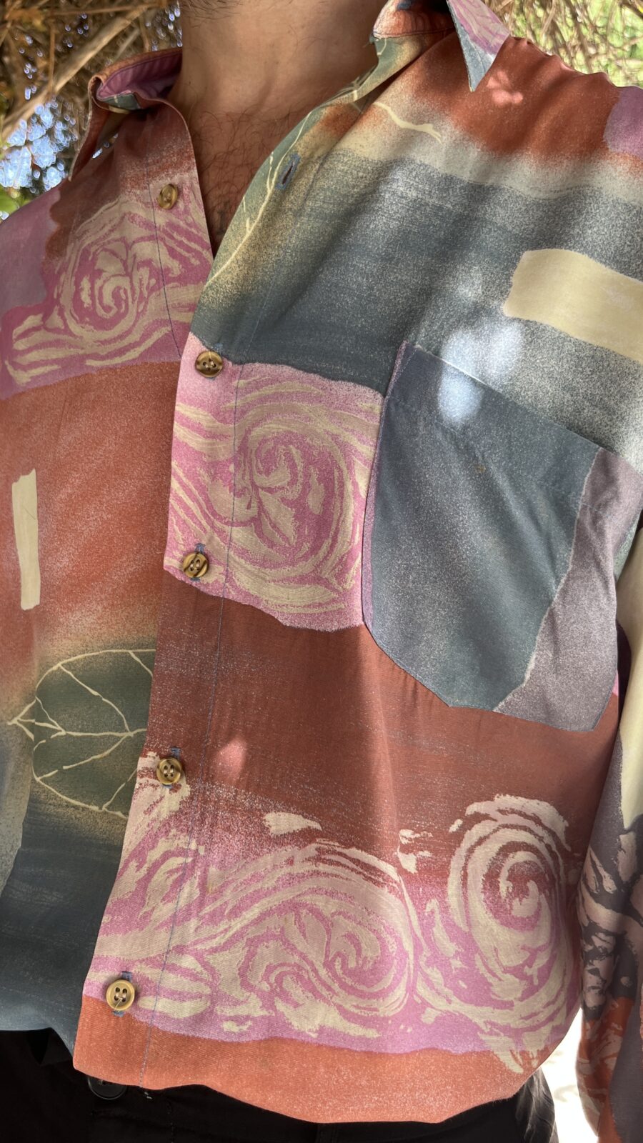 Camisa Vintage Francesa de Viscosa con Estampado Abstracto Floral - Imagen 14
