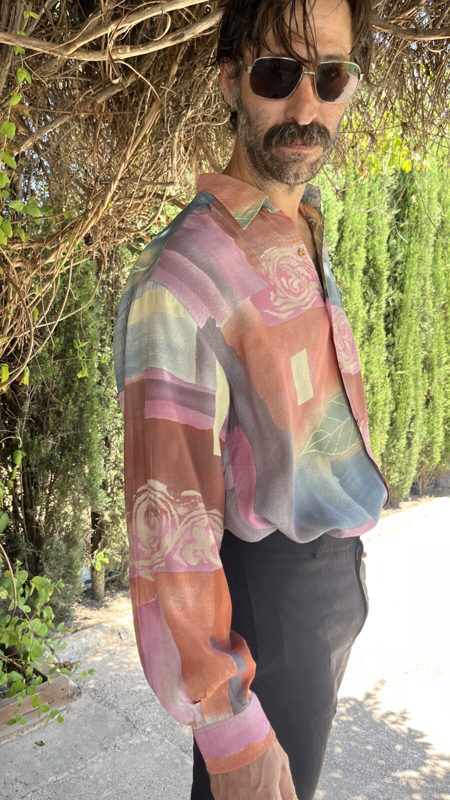 Camisa Vintage Francesa de Viscosa con Estampado Abstracto Floral - Imagen 5