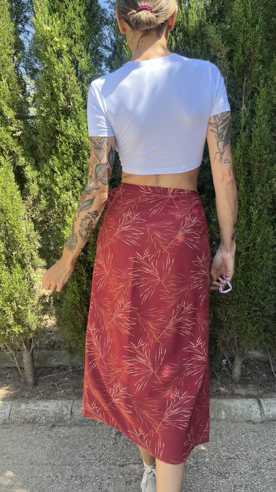 Falda Vintage Cruzada de Viscosa con Estampado Orgánico - Años 90 (Hecha en Alemania) - Imagen 6