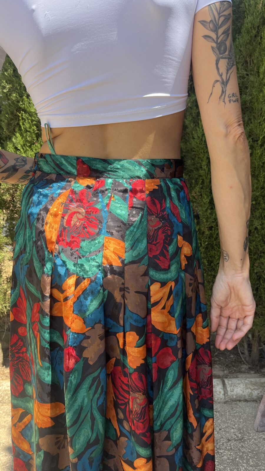 Falda Vintage Años 80 con Estampado Floral Multicolor - Imagen 6