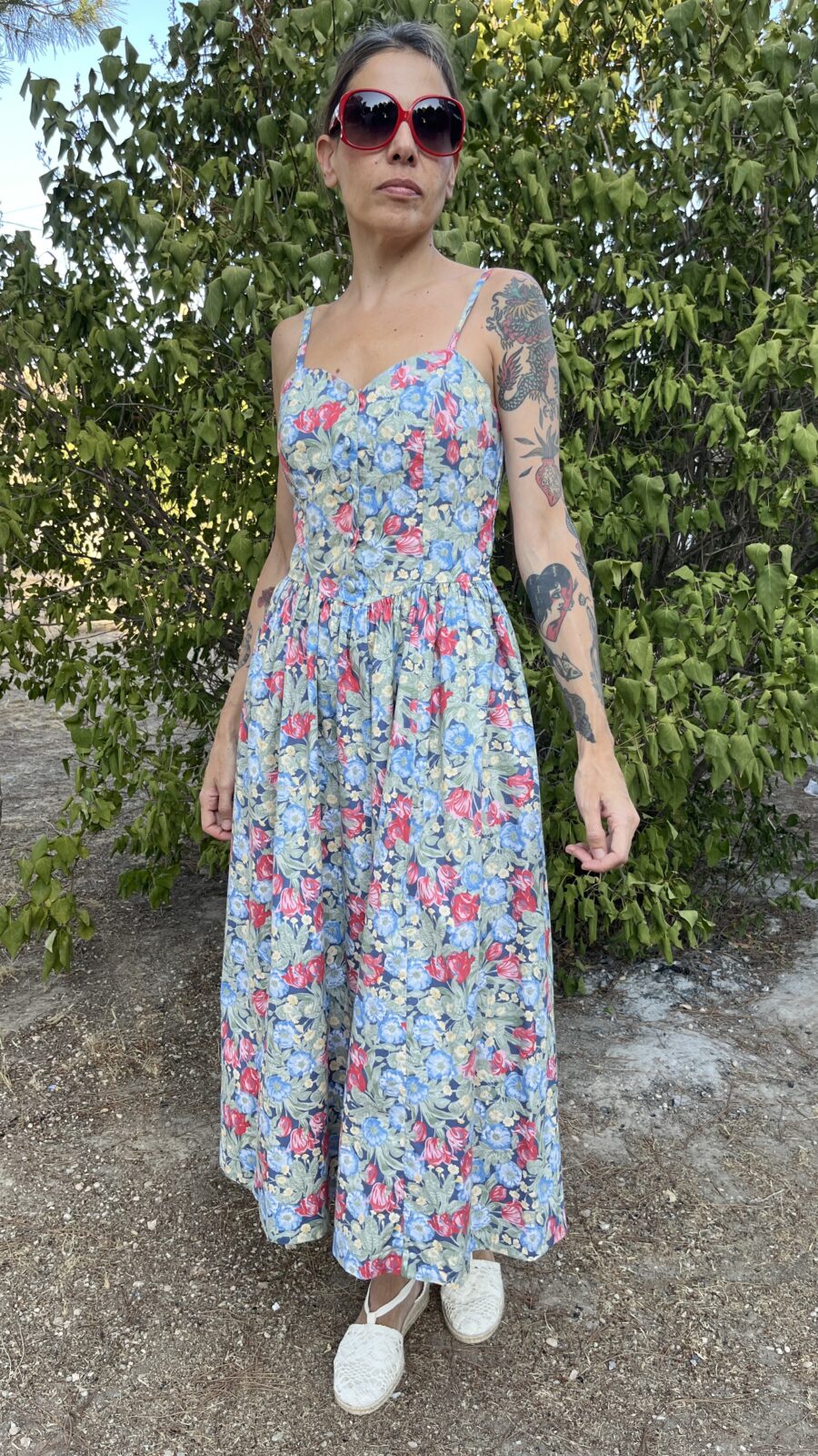 Vestido Midi Vintage de Algodón Original Laura Ashley - Imagen 4