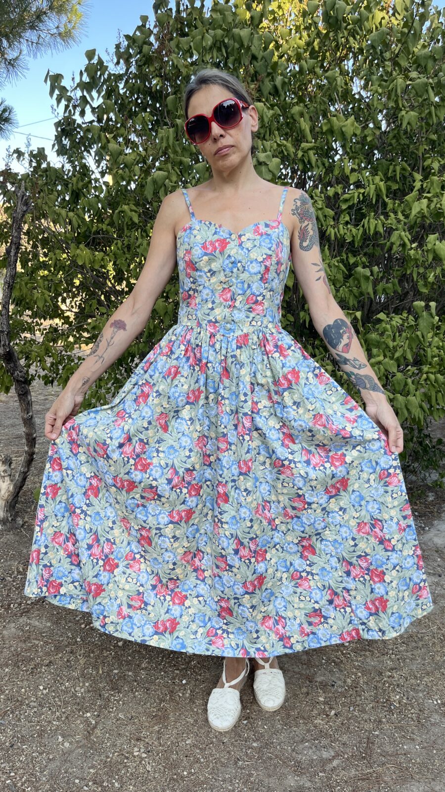 Vestido Midi Vintage de Algodón Original Laura Ashley - Imagen 3