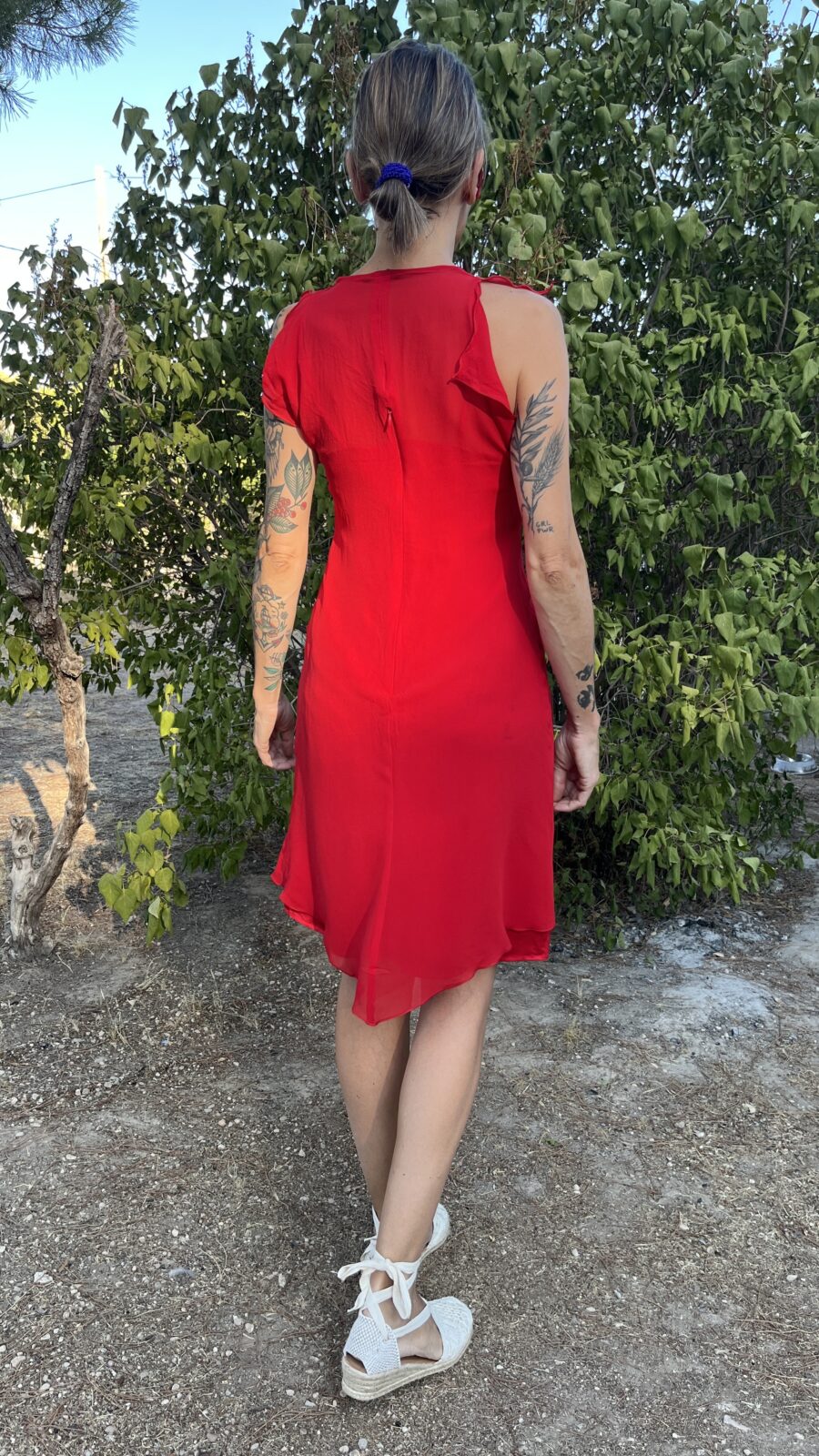 Vestido de Seda Natural Moskada Deluxe en Rojo Intenso (años 2000) - Imagen 6