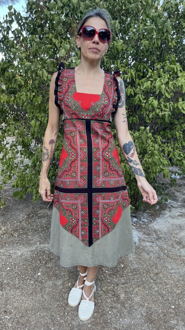 vestido vintage años 70 folk algodón