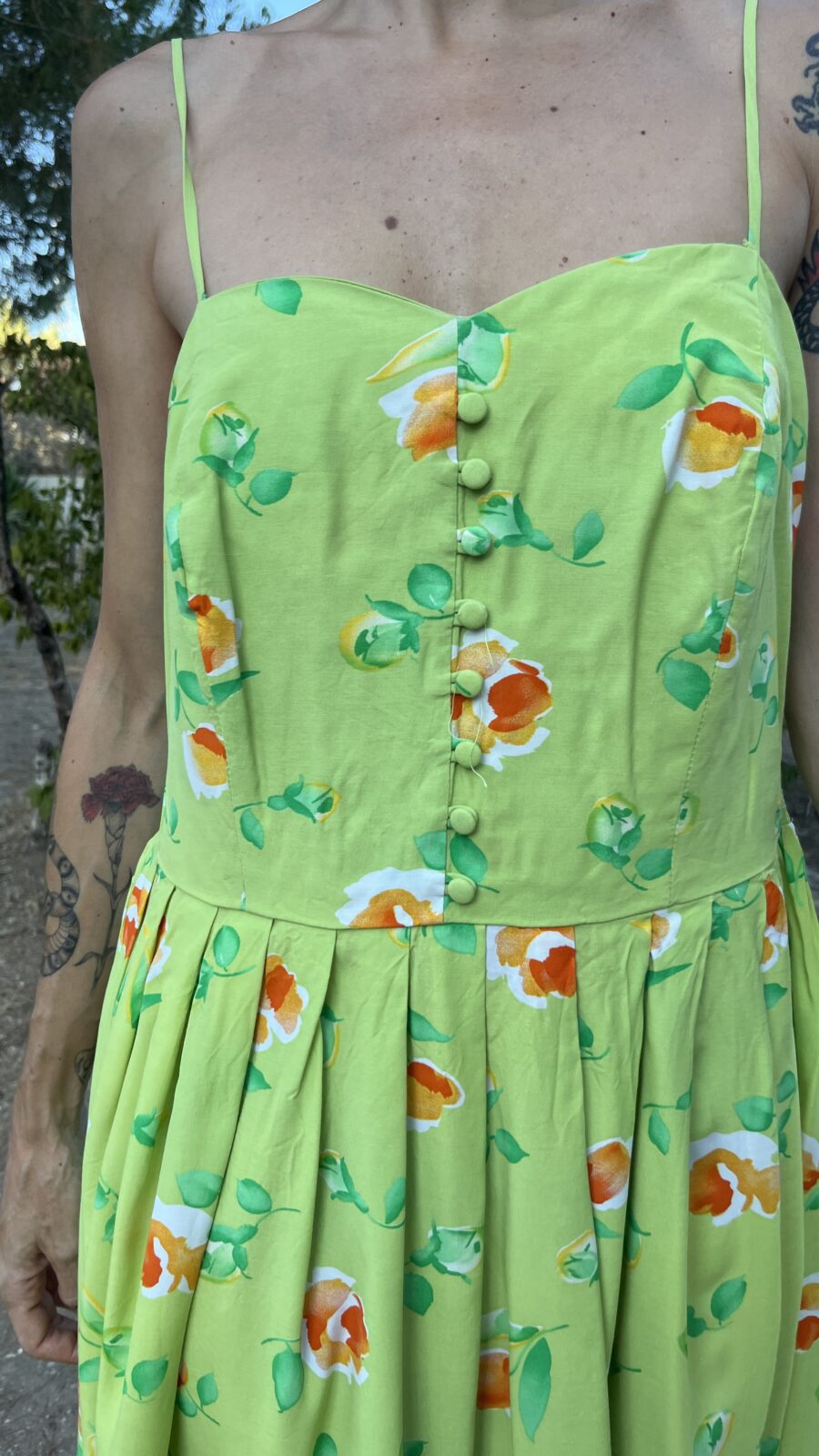 Vestido Vintage Años 80 en Algodón Estampado Floral – Made in England - Imagen 3