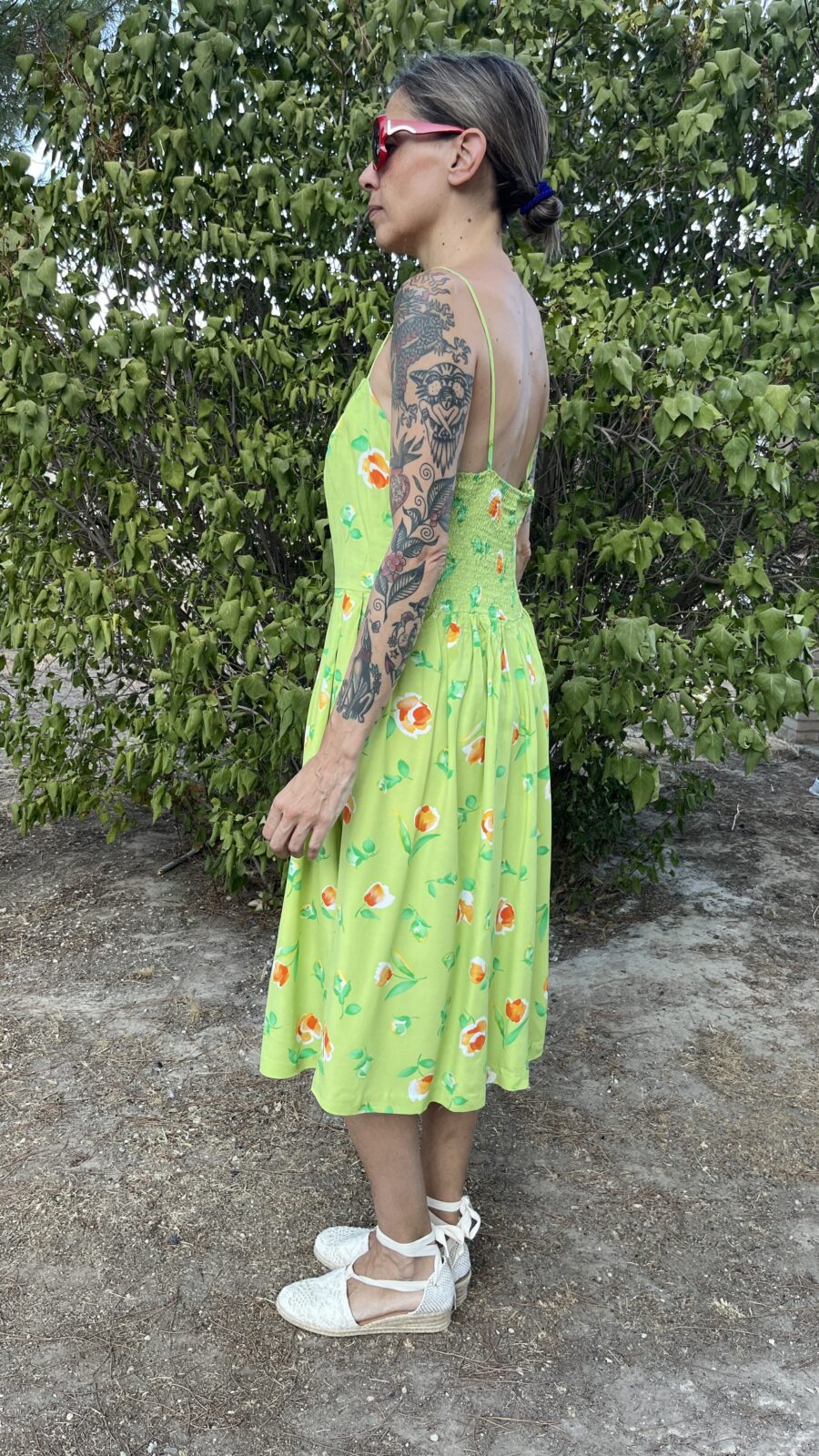 Vestido Vintage Años 80 en Algodón Estampado Floral – Made in England - Imagen 5
