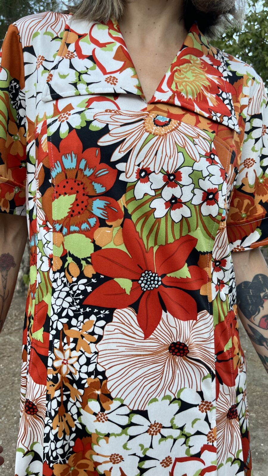 Vestido Vintage El Corte Inglés Años 70 con Estampado Floral en Tonos Cálidos - Imagen 5