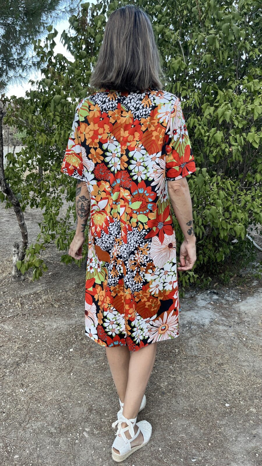 Vestido Vintage El Corte Inglés Años 70 con Estampado Floral en Tonos Cálidos - Imagen 7
