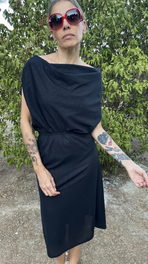 Vestido Vintage Años 80 Negro con Hilos Lurex – Confeccionado a Mano