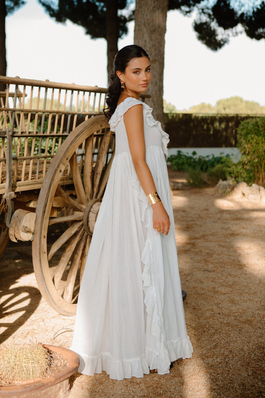Vestido "Rufina" Principios del Siglo XX en Muselina Blanca y Encaje - Imagen 5