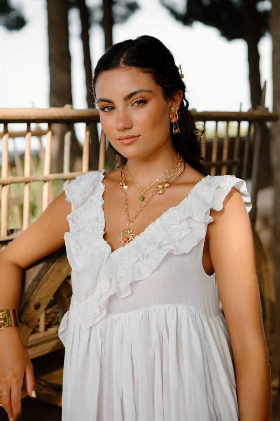 Vestido "Rufina" Principios del Siglo XX en Muselina Blanca y Encaje - Imagen 7