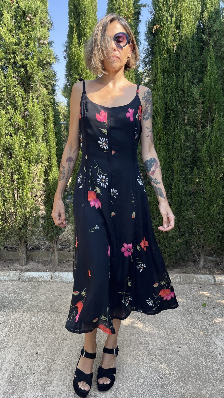 Vestido Vintage de Tirantes con Estampado Floral Años 90 (Hecho en España) - Imagen 7