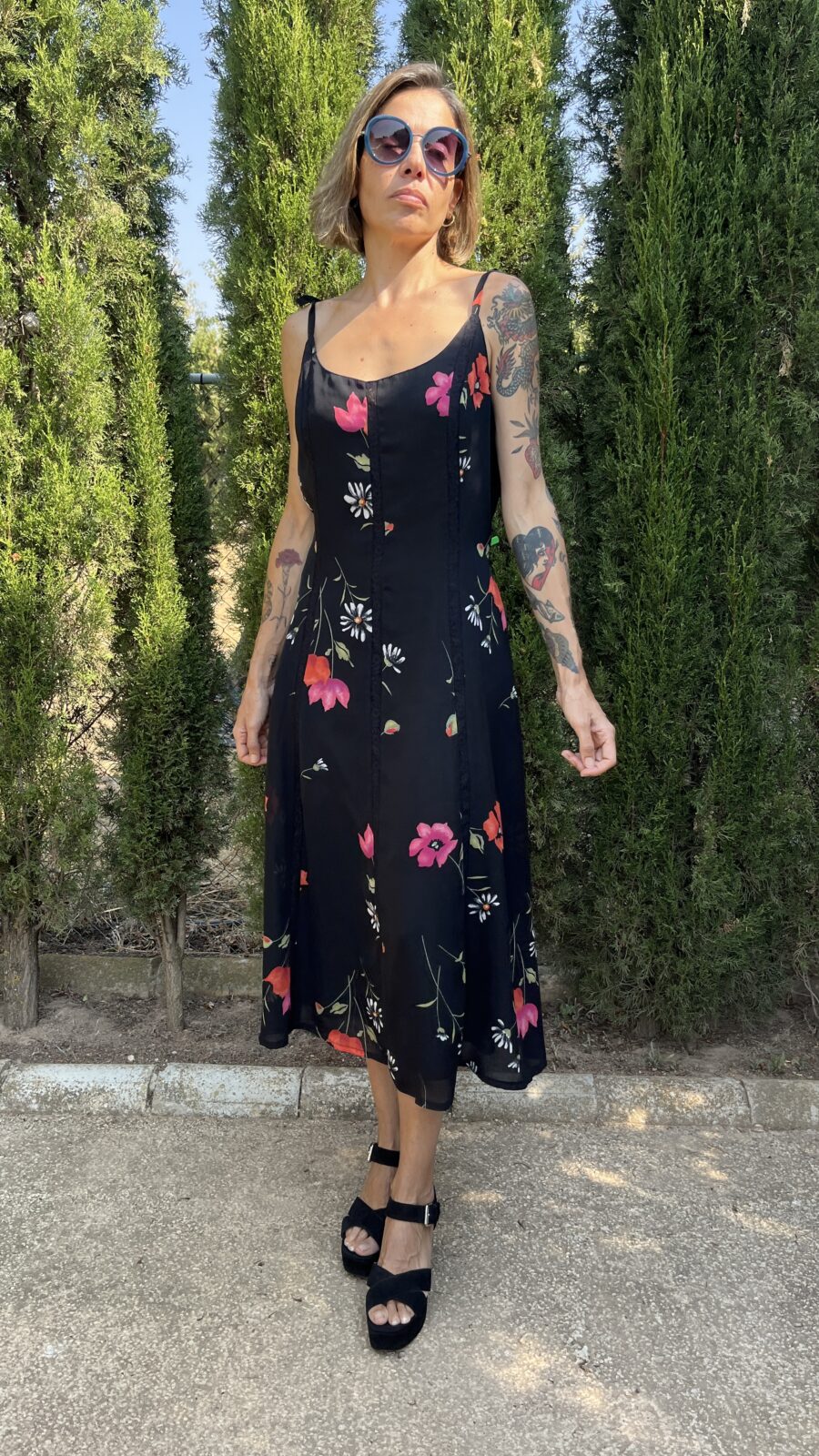 Vestido Vintage de Tirantes con Estampado Floral Años 90 (Hecho en España) - Imagen 6