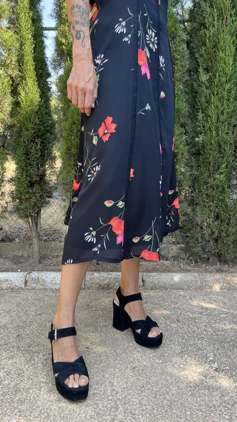 Vestido Vintage de Tirantes con Estampado Floral Años 90 (Hecho en España) - Imagen 4