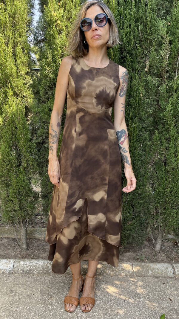 Vestido Vintage Español Años 90 de la Firma Magna en Estampado Tie-Dye