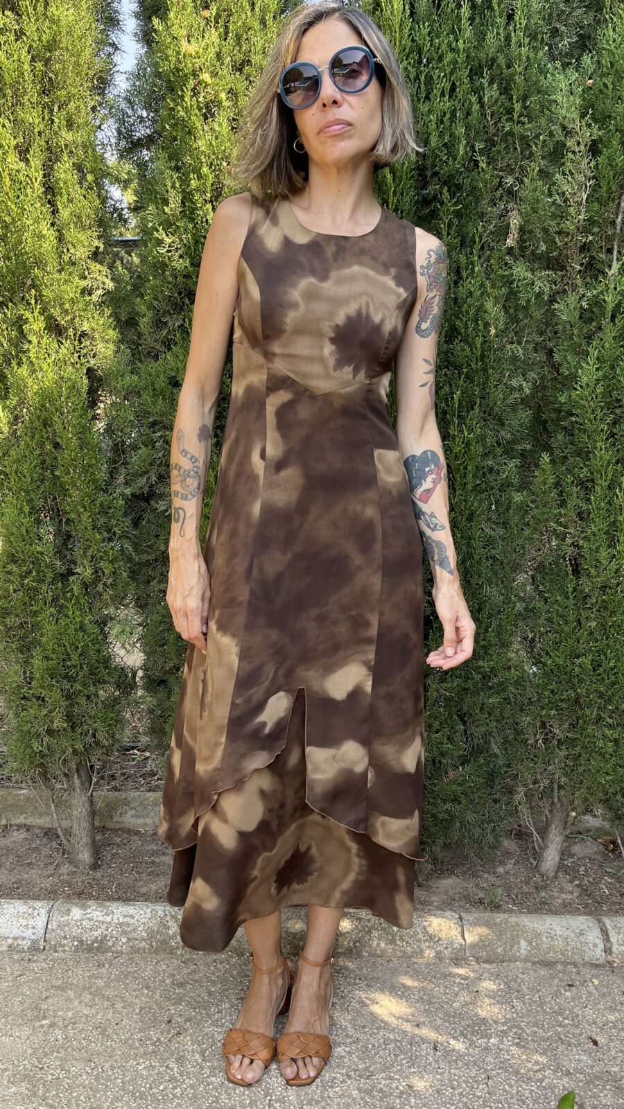 Vestido Vintage Español Años 90 de la Firma Magna en Estampado Tie-Dye