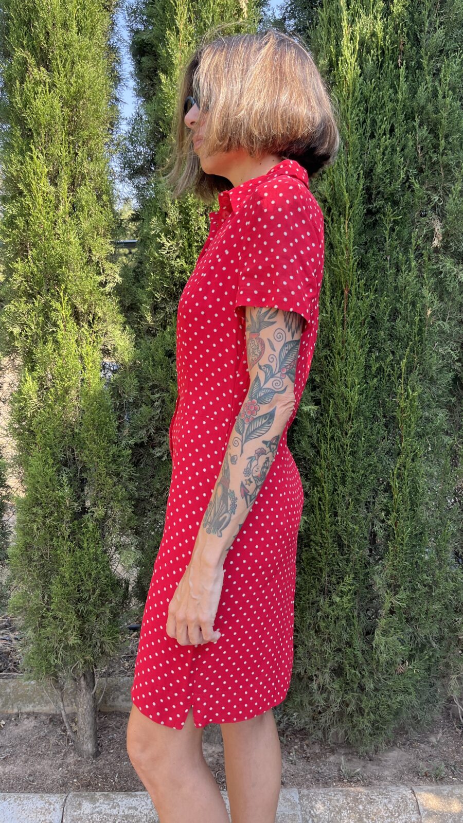 Vestido Vintage Rojo de Lunares Blancos Finales de los 80 - Imagen 9