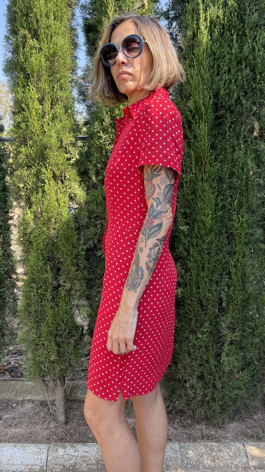Vestido Vintage Rojo de Lunares Blancos Finales de los 80 - Imagen 8
