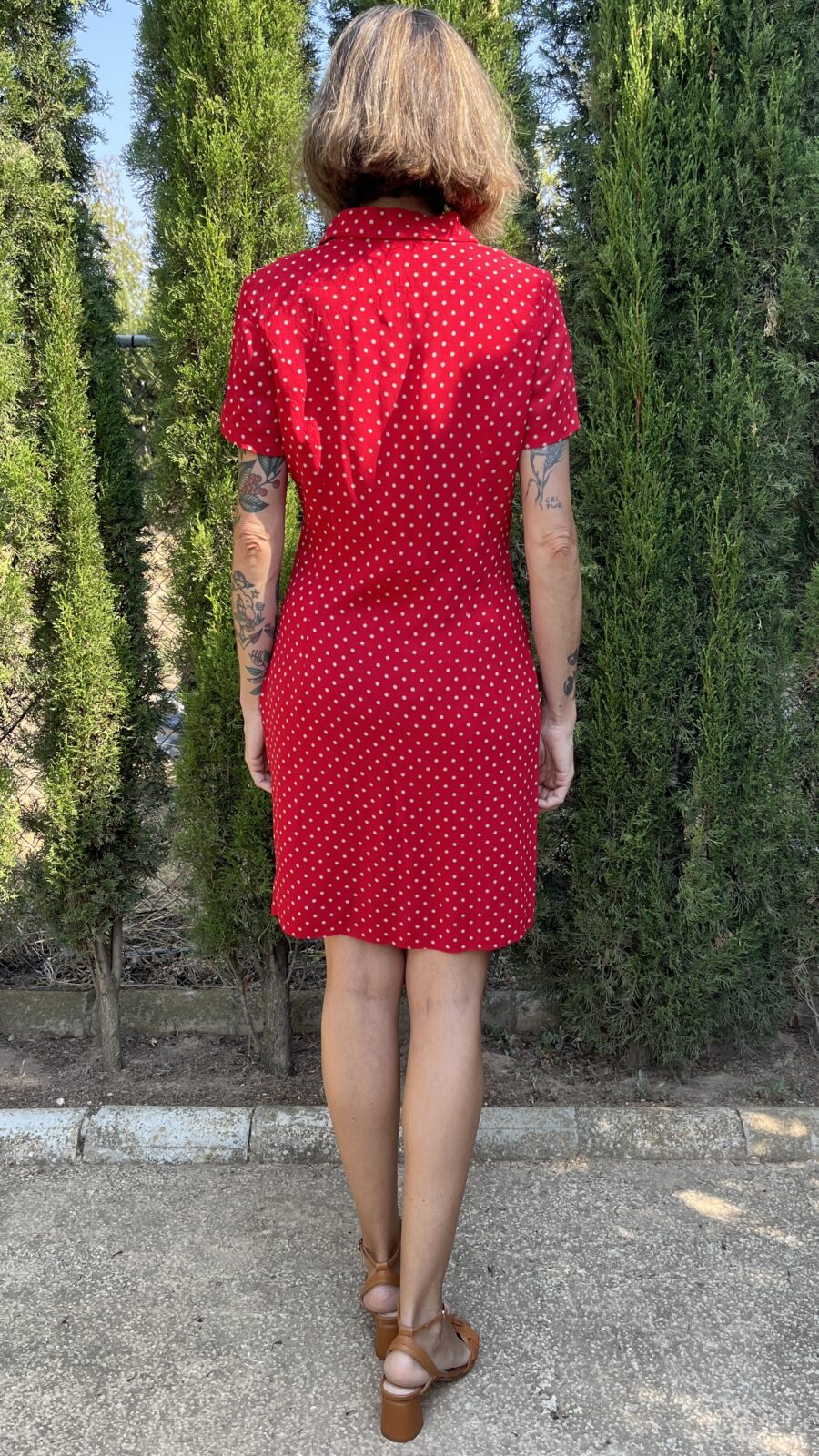 Vestido Vintage Rojo de Lunares Blancos Finales de los 80 - Imagen 6