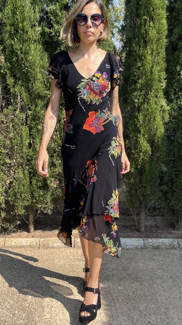 Vestido René Derhy en Viscosa Estampada – Años 90