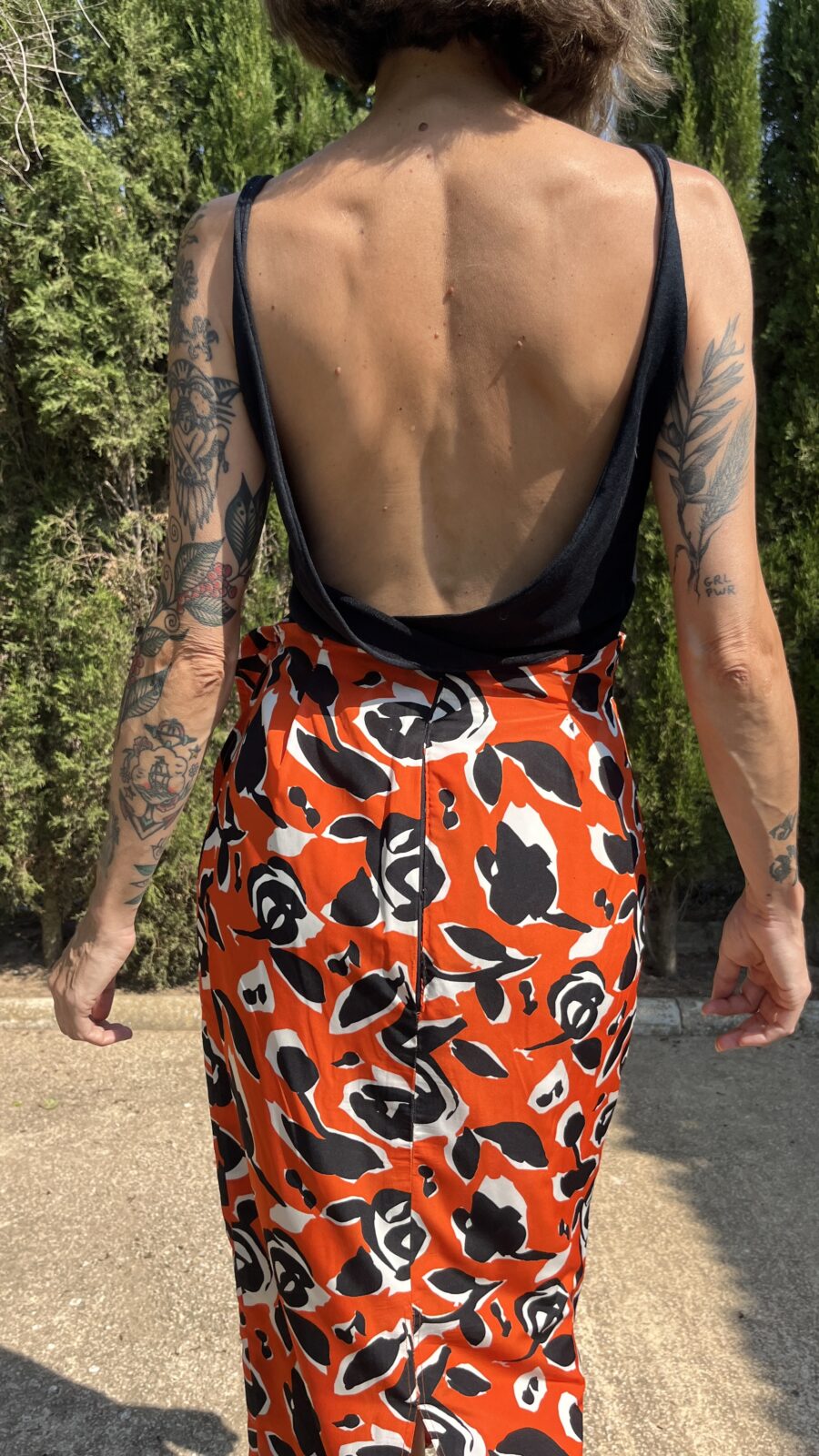 Falda Midi Vintage de Poliéster con Estampado Abstracto – Inglaterra, Años 90 - Imagen 8