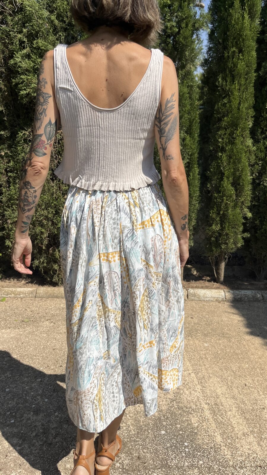 Falda Midi Vintage Años 80 en Viscosa con Estampado de Fauna Africana - Imagen 5