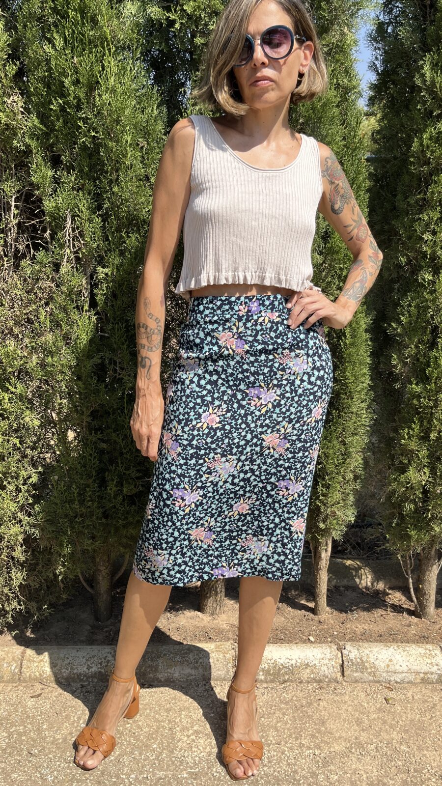 Falda lápiz estampada Mafeco años 60 - Imagen 2