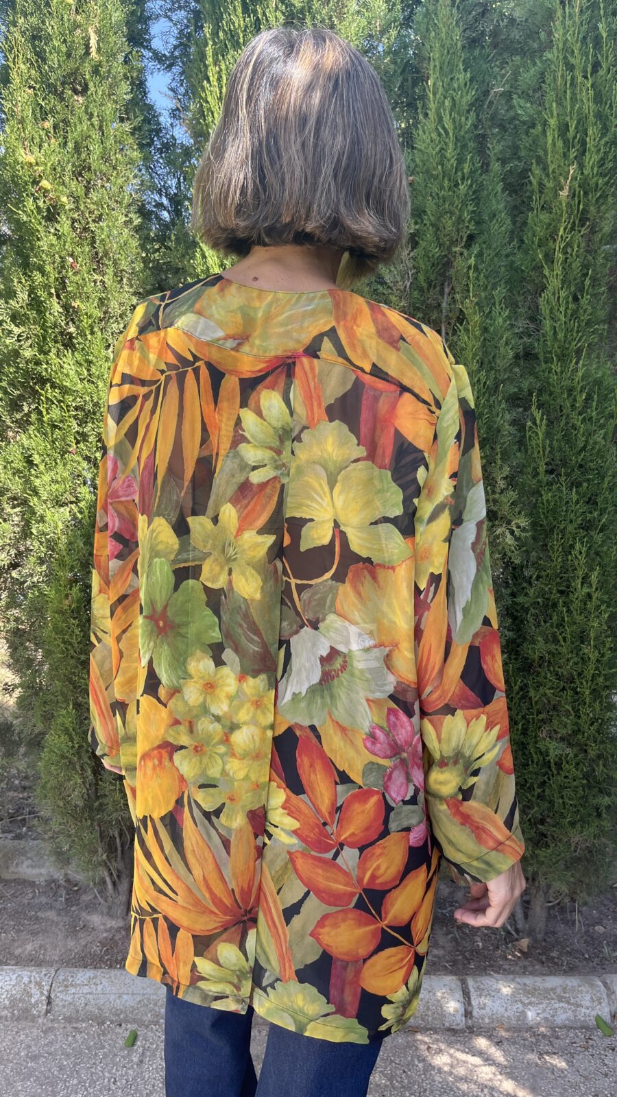 Blusa vintage de gasa con estampado botánico acuarela años 90 - Imagen 6