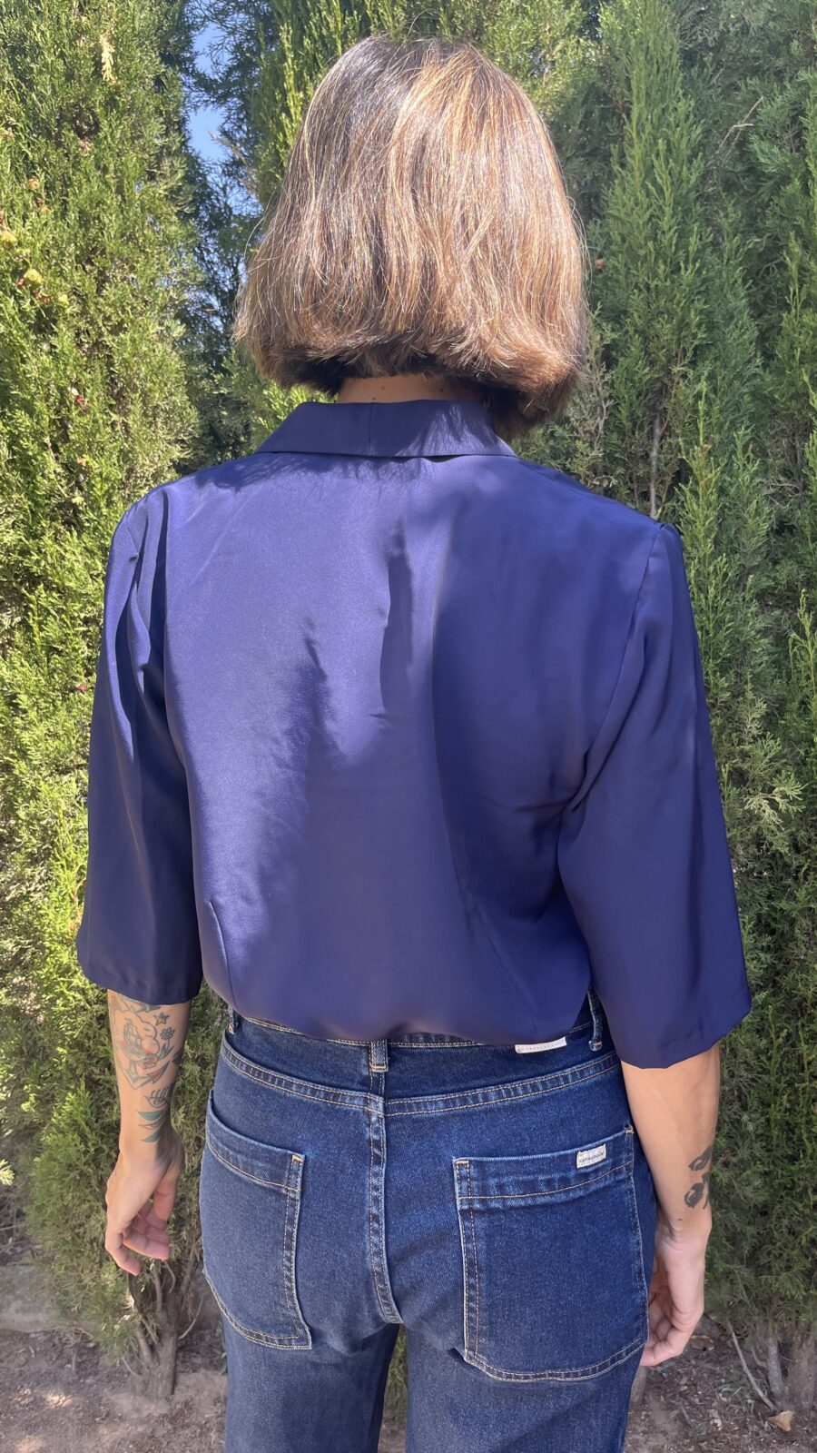 Camisa vintage azul marino años 80 - Imagen 4