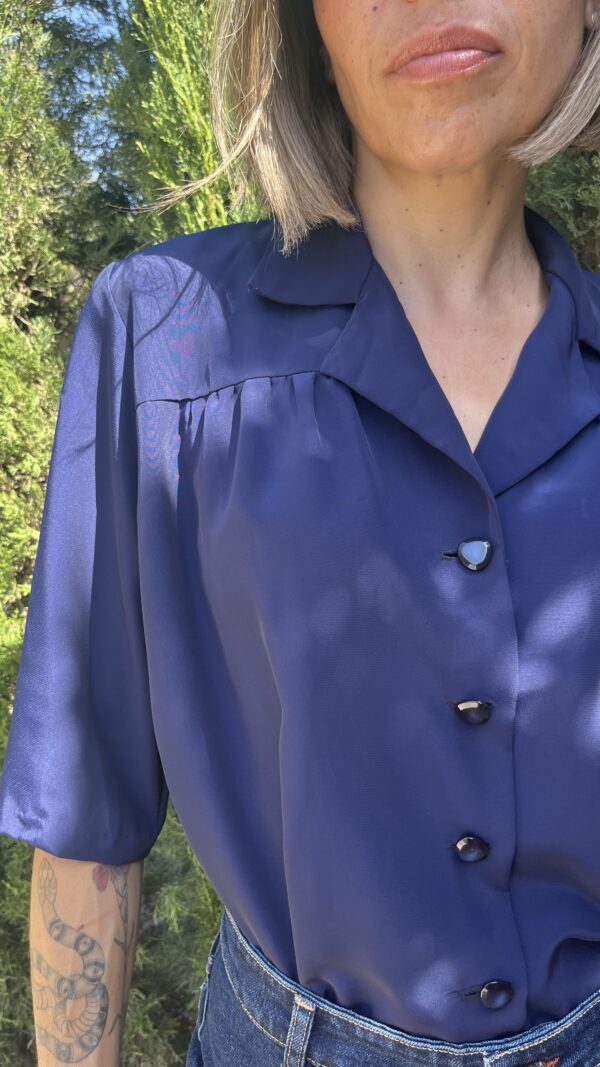 Camisa vintage azul marino años 80
