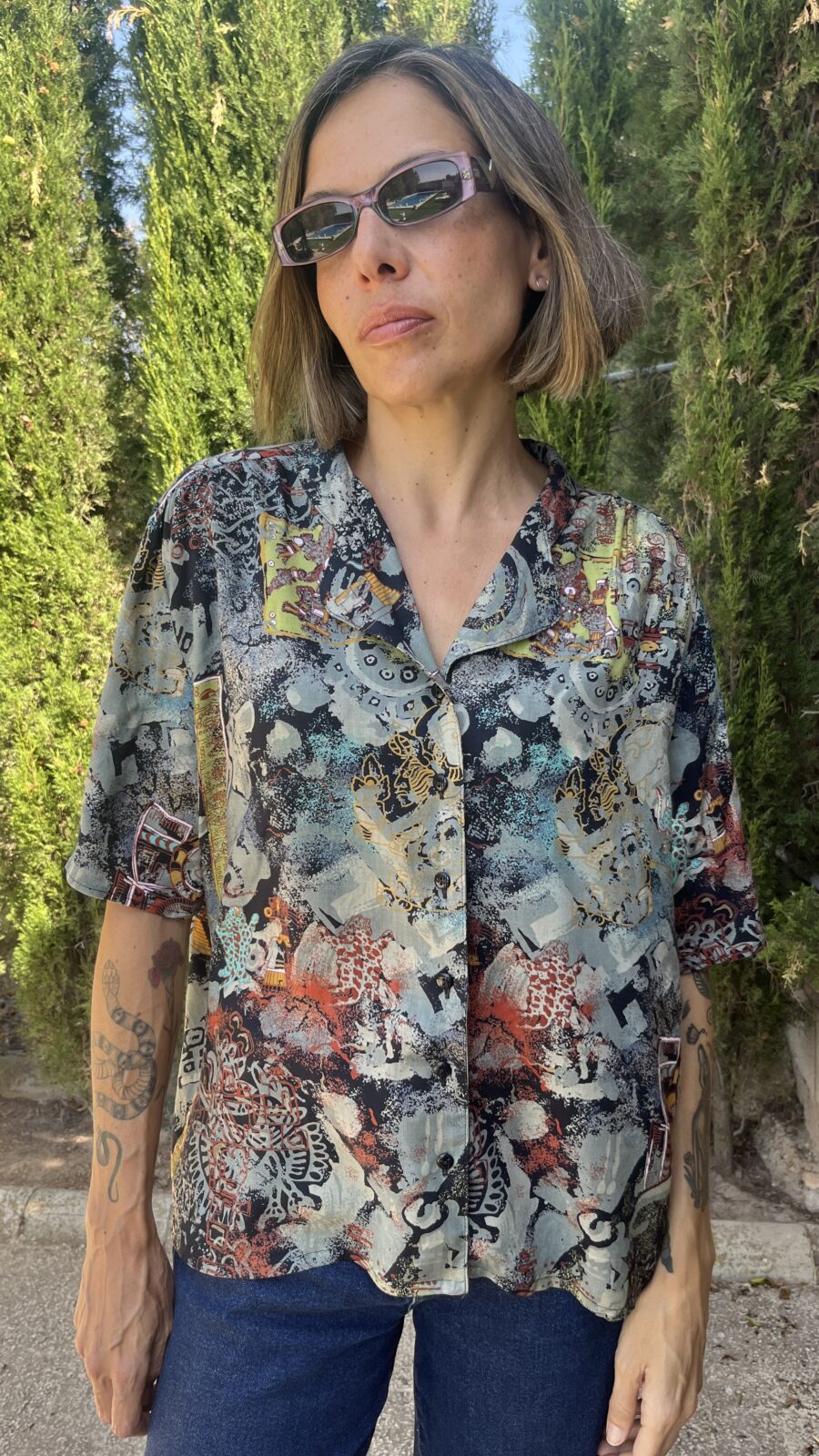 Camisa vintage de viscosa estampada años 90 - Imagen 4