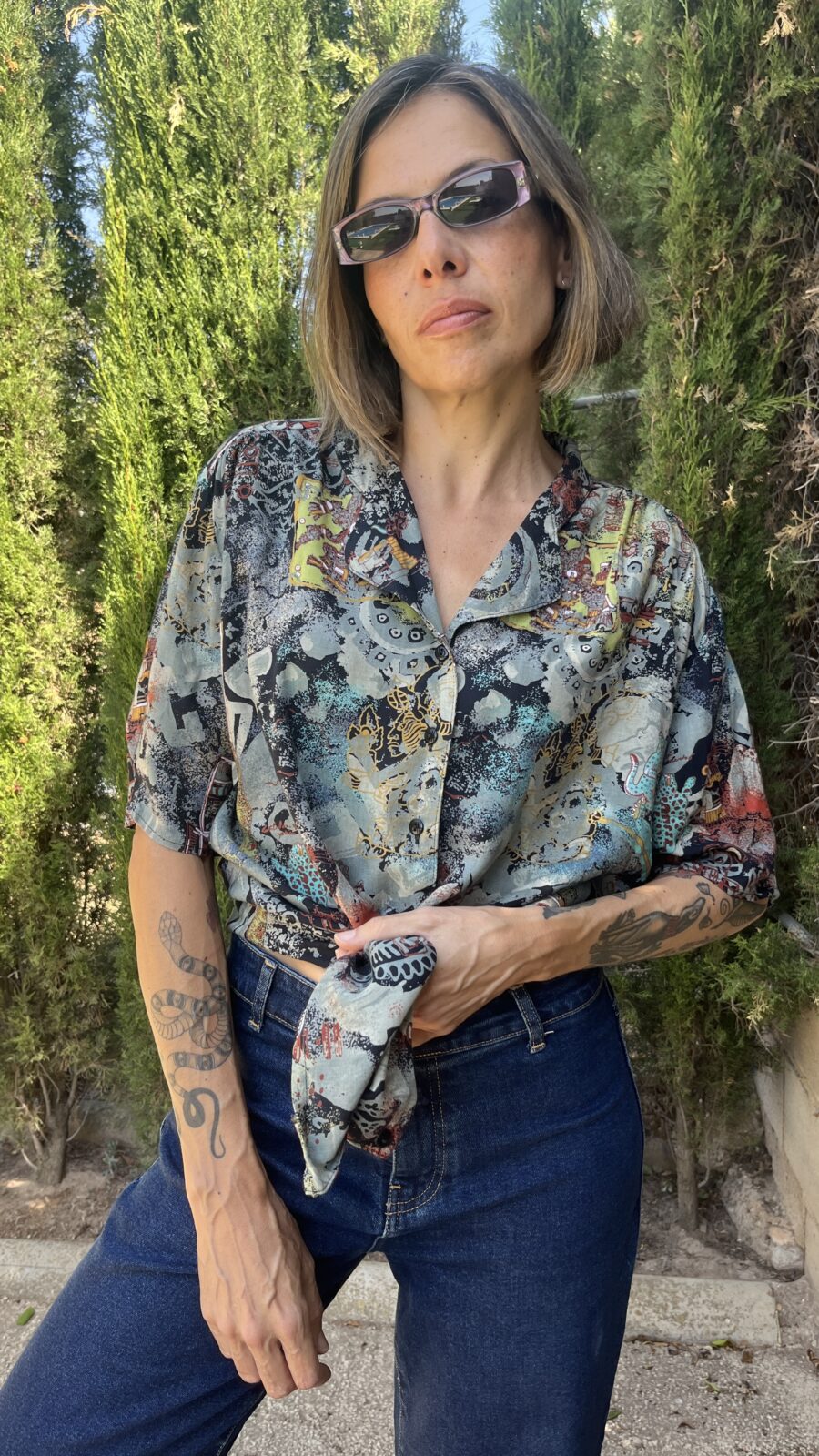 Camisa vintage de viscosa estampada años 90 - Imagen 5